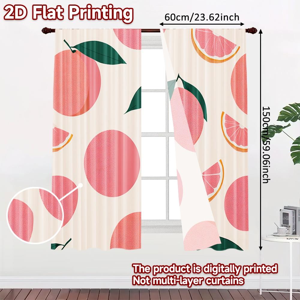 2D FLAT PRINTING 2pcs Curtains (Without Rod) Fruit Pattern with Leaves Valentine is day Festival Popular Curtains&Drapes
