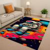 3D Cartoon Astronaut Weltraumfahrer Planet Wohnzimmer Rutschfester Teppich für Schlafzimmer Spielzimmer Sofa, Heimdekoration Fußmatte Weihnachten