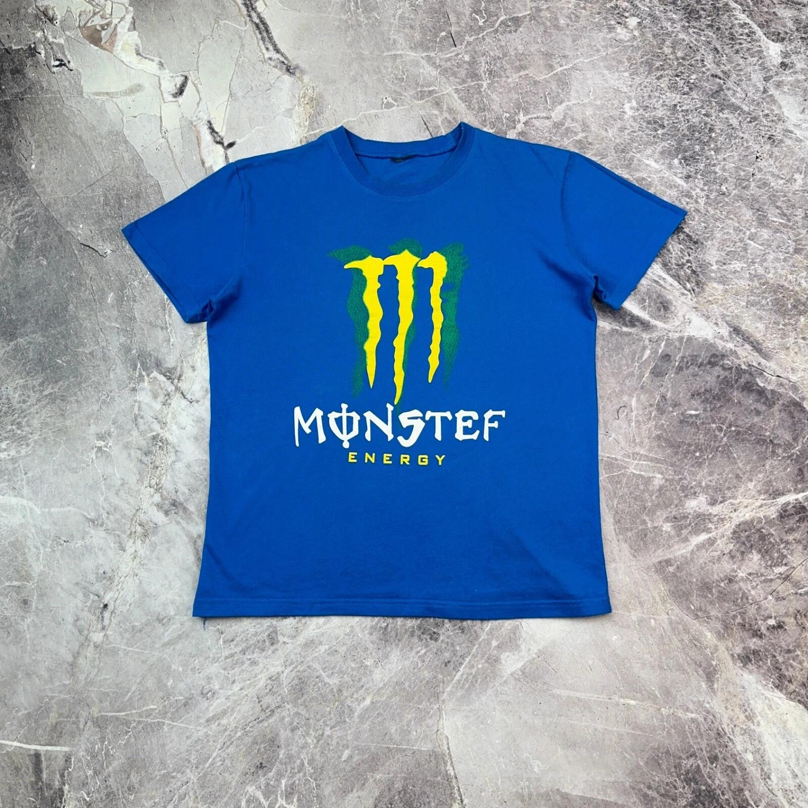 Vintage Mosnter Energy T shirt Racing Moto Blue M M