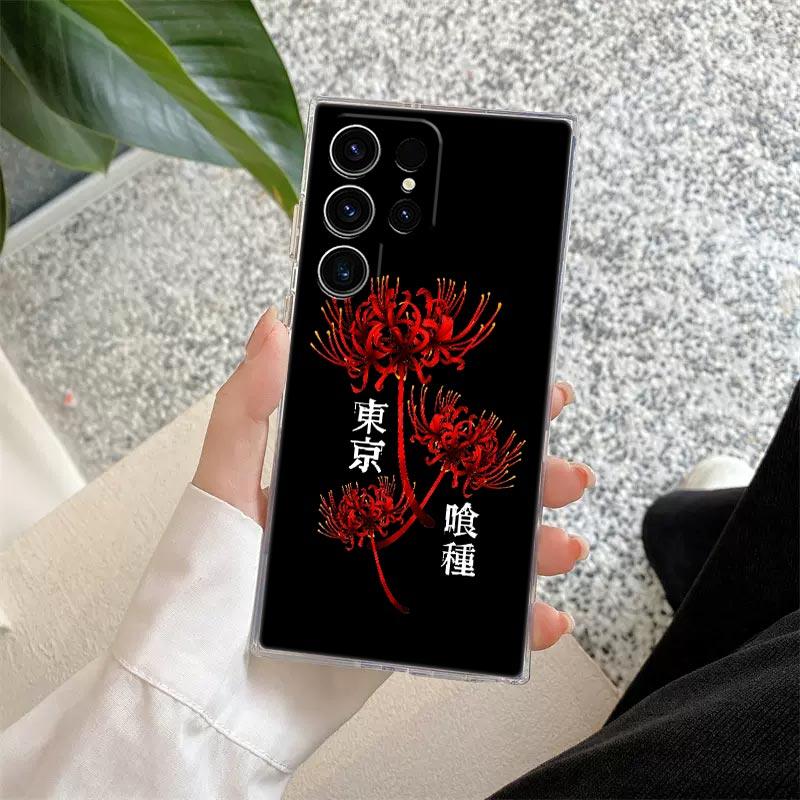 

Tokyos Kens Ghouls Kanekis Anime Phone Case S25Ultra For Samsung Galaxy S25 S24 S23 S21 Ultra S20 FE S22 Plus A55 5G Clear Cover Galaxy S25