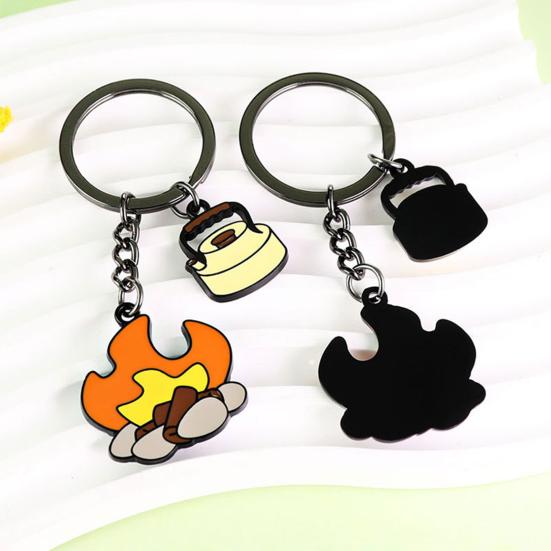 Pingente de Chaveiro Liga de Zinco Processo de Gotejamento de Óleo Estilização Tema Camping Porta-Chaves Portátil Design Versátil Chaveiro com Tema Natureza