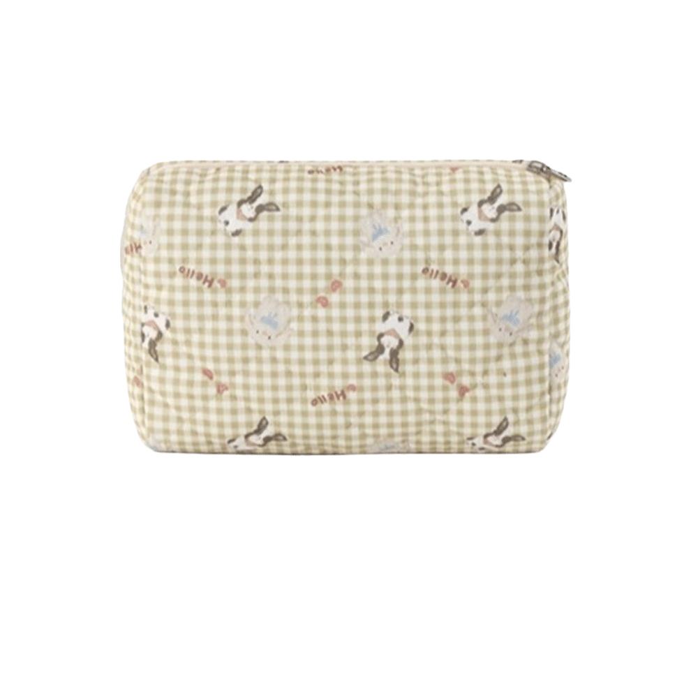 Portable Corduroy Quilted Makeup Bag Large Capacity Multi-Purpose Cosmetic Organizer Coin Purse