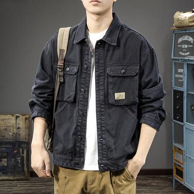 Vintage Trend Tooling Jacket Pánská Outdoorová ležérní košile s dlouhým rukávem Volný fleece džínová bunda Tide