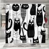 Funny Cat Shower Curtain Cartoon Cute Cats Dog Kids Shower Curtain for Bathroom Waterproof Polyester Home Decor Shower Curtains