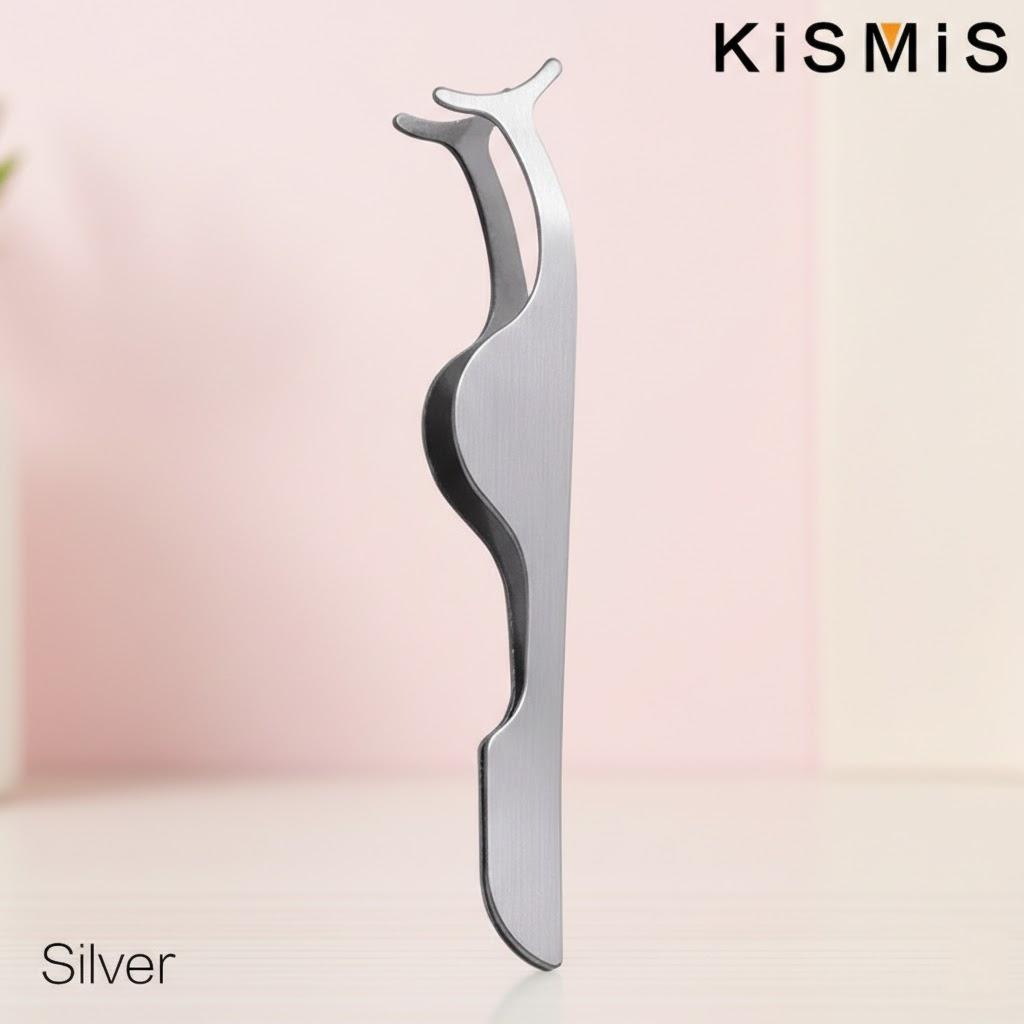 

Stainless Steel Eyelash Applicator Tweezers Easy to Use Durable Makeup Tool for Perfect False Eyelash Application срібний