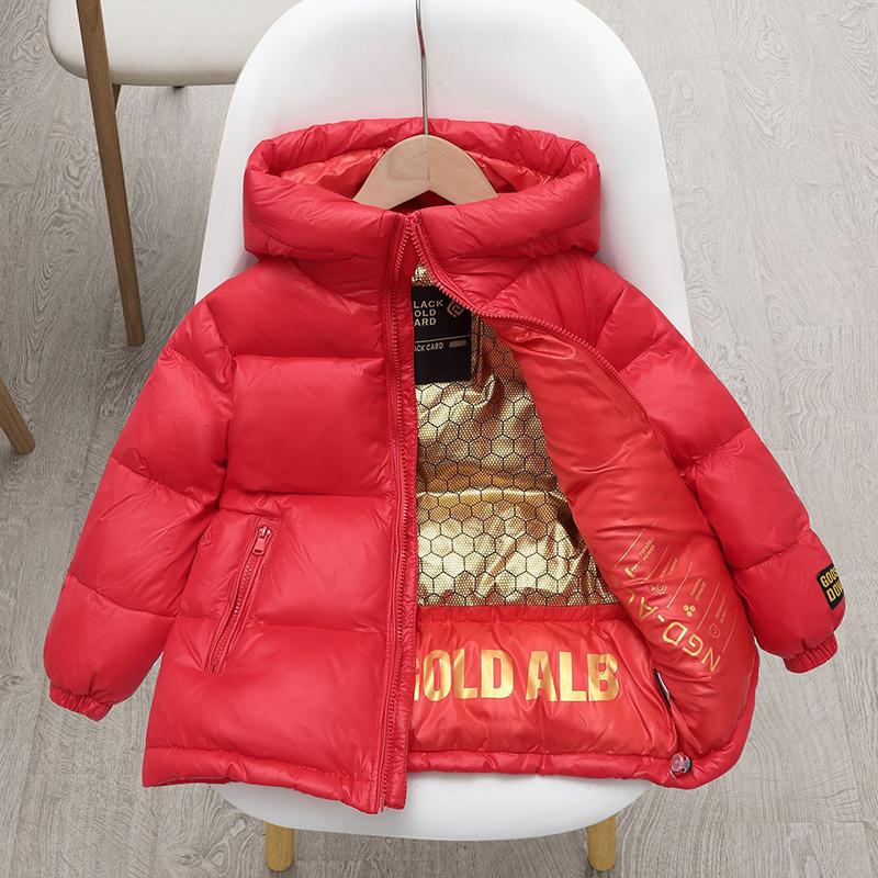 Kinder-Daunen-Baumwoll-gepolsterte Jacke, mittellang, kleines Mädchen, ausländischer Stil, mit Baumwolle gefütterte Jacke, verdickter Wintermantel