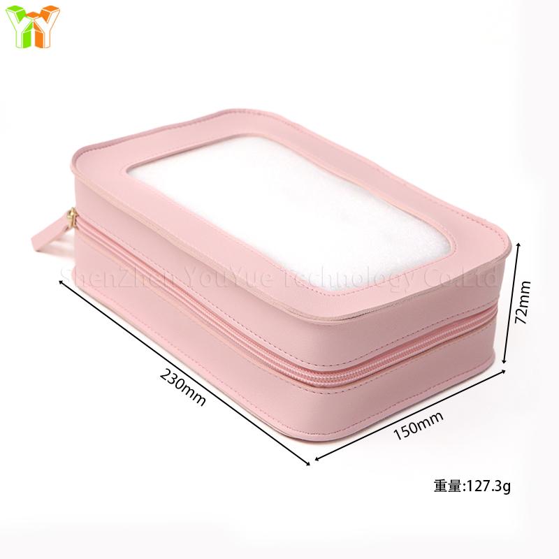 Toiletry Case Travel Transparent Cosmetic Bag with Zipper Portable Make up Organizer Compact Leather Cosmetic Case With Zipper