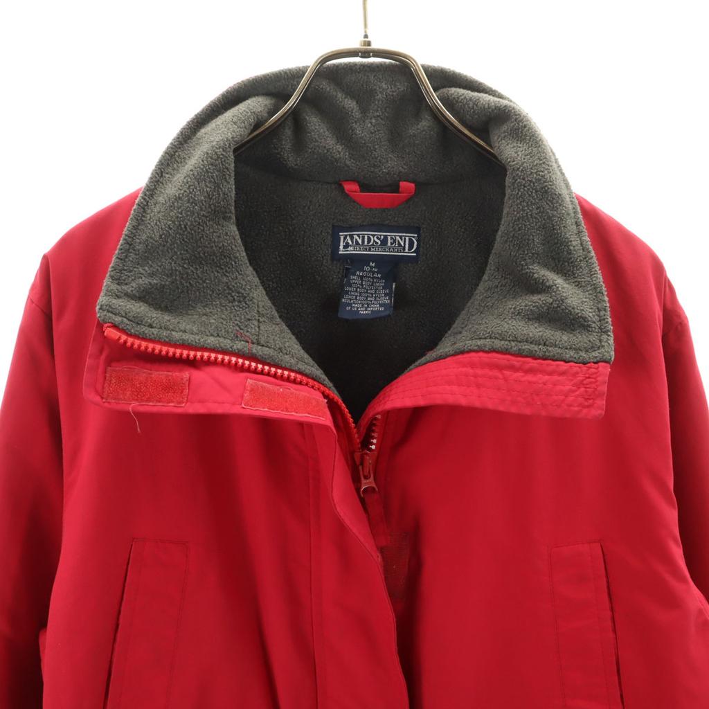 LANDS' END 90s Old Mountain Parka M Red Cotton Filling Women Used