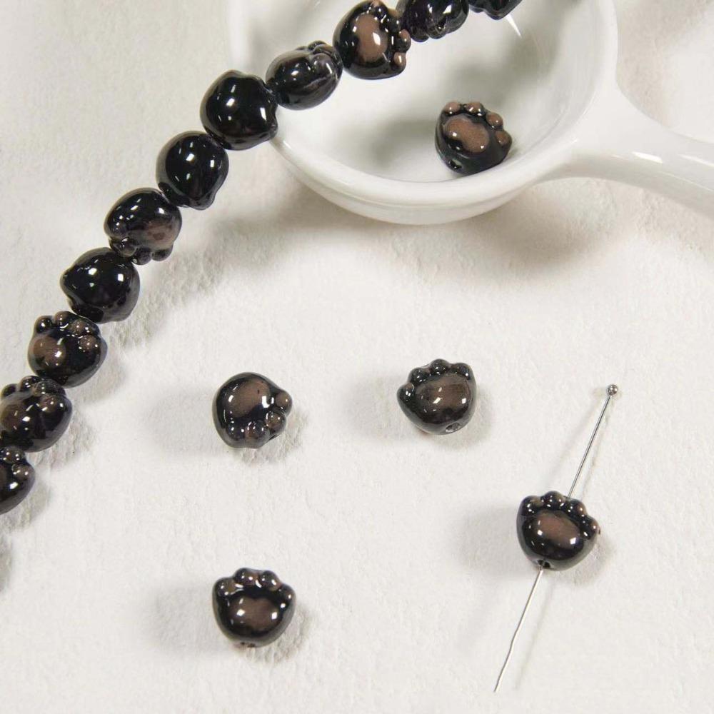 10Pcs Cartoon Design Cat Paw Beads Ceramic Jewelry Making Material  Student