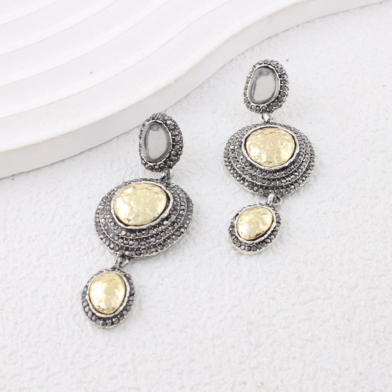Jewelry Texture Three-layer Full Diamond Earrings Niche Retro High-end Exquisite Earrings