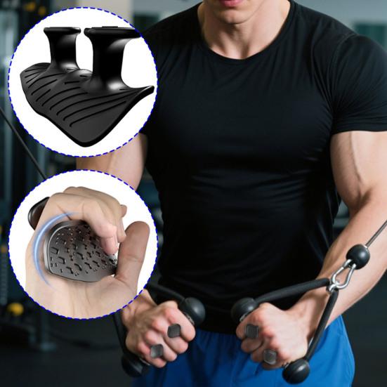 1 Pair Anti-Slip Silicone 2-Finger Workout Grips Men Women Palm Protection Lifting Deadlift Pull-Up Grippers Gym Training Exercise Fingerless