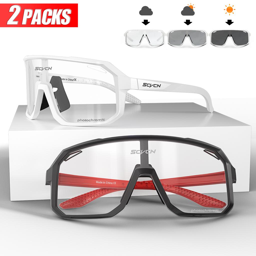 2er-Pack Photochrome Fahrrad-Radbrille Mtb-Radbrille Schutzbrille Fahrrad Mountainbike Herren Damen Sportbrille