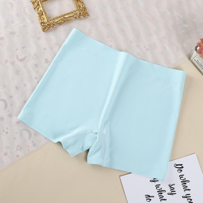 Ice Silk Seamless Mid-Waist Boyleg Underwear: Breathable Cotton Crotch, Plus Size, Women's Anti-Exposure Safety Shorts