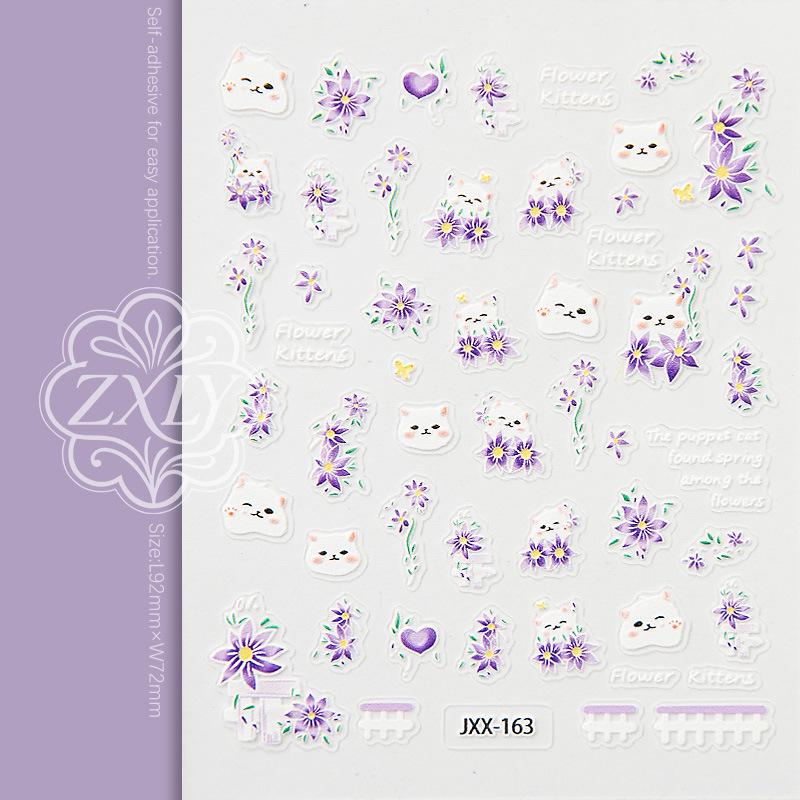 

3D Cute Purple Cat Nail Stickers: DIY Manicure Accessories