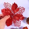 Sparkling Christmas Poinsettia Flower Tree Hanging Decoration Pack of 10