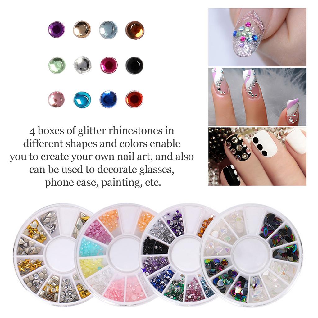 Nagelkunst-Werkzeugsatz, Nagelkunst-Malstift, Nagelpinsel, doppelseitige Punktierstifte, Glitzer-Strasssteine