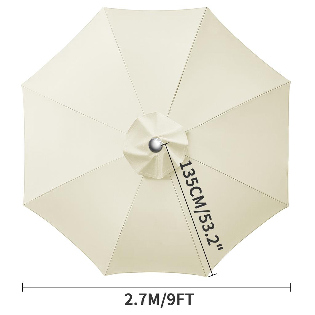 Waterproof Replacement Umbrella Cloth 2/3M Patio Parasol Cover UV-Anti Canopy Cover Replacement Parasol Cover for Balcony Garden