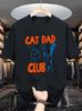 Unisexs Soft Cotton Crew Neck Tee Cat Dad Club Cartoon Kitten Graphic Gift For Male Cat Lovers Casual Daily Short Sleeve Wear Top