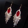 Star Shine Luxury Crystal Earrings Fashion Gala High-end Diamond Earrings Tassel Temperament Earrings