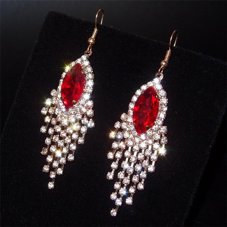 Star Shine Luxury Crystal Earrings Fashion Gala High-end Diamond Earrings Tassel Temperament Earrings