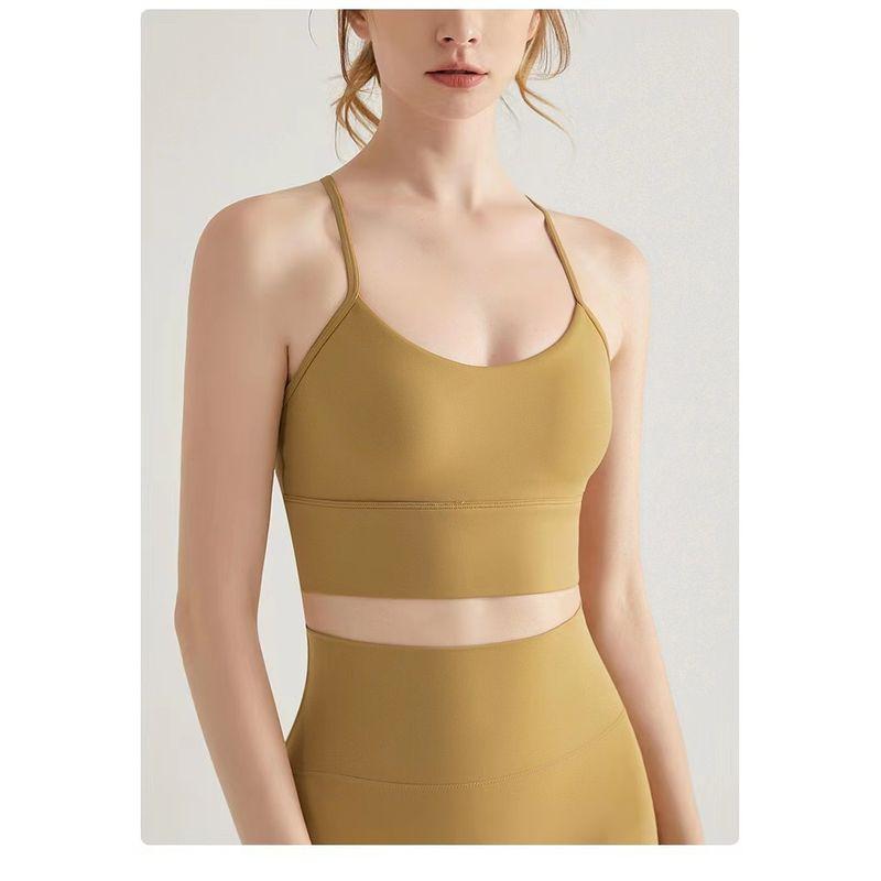 

Одежда для йоги Спортивное нижнее белье Женский собирающий ударопрочный бюстгальтер без спинки Y-образные лямки Фитнес-бра Майка для бега Lump yellow S