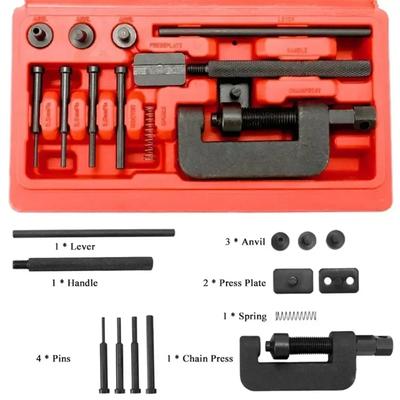 13pcs Motorcycle Chain Breaker Set - Heavy Duty Chain Splitter & Riveting Tool Kit for Bike/Motorbike/Mountain Bike Maintenance