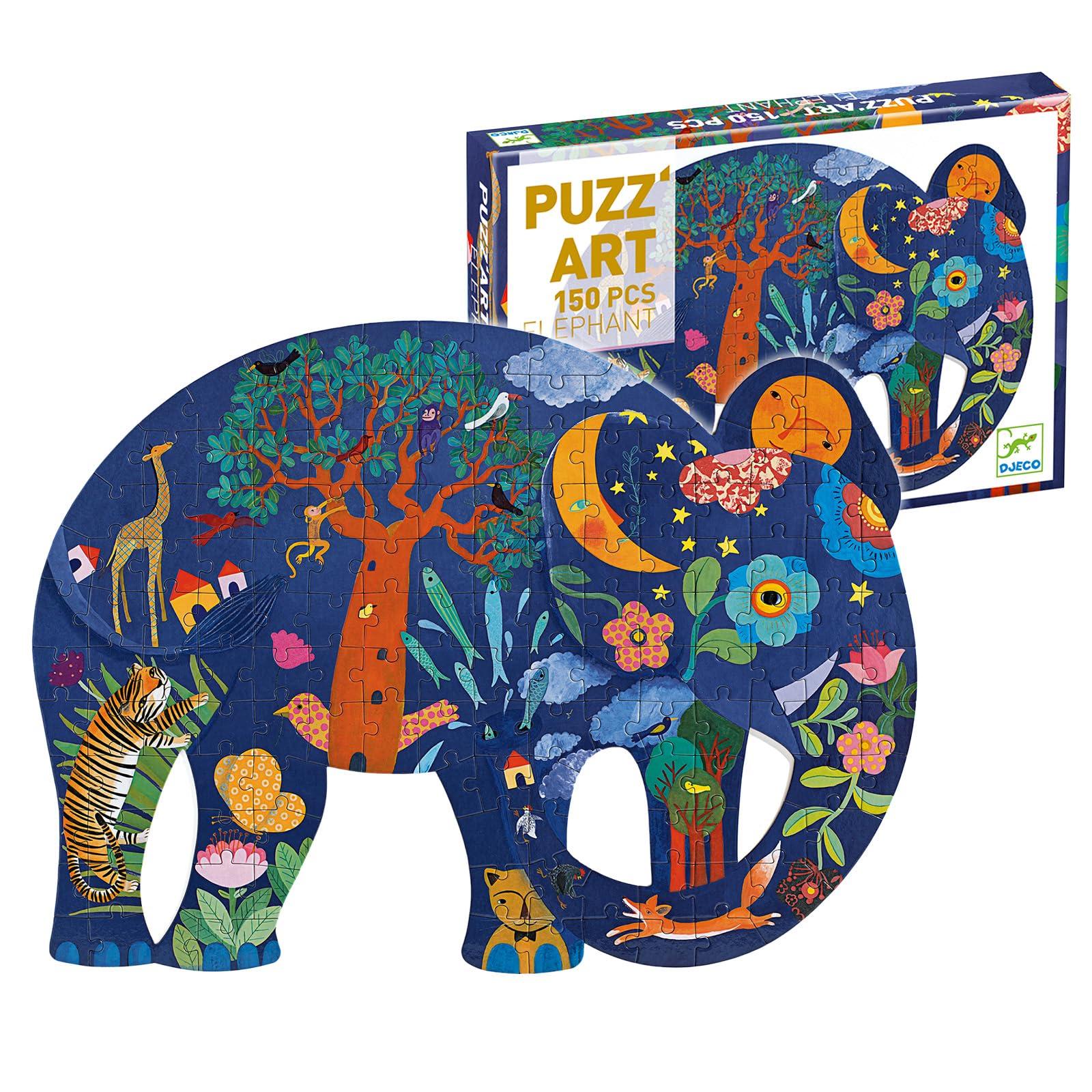 

DJECO Elephant Jigsaw Puzzle, Educational Animal Puzzle, Gift for Boys Ages 6 and Up, 150 Pieces (DJ07652)