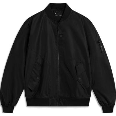 Li Ning CF Comfort Casual Solid Color Simple Loose Jacket Unisex Jacket Black AJDU353-1