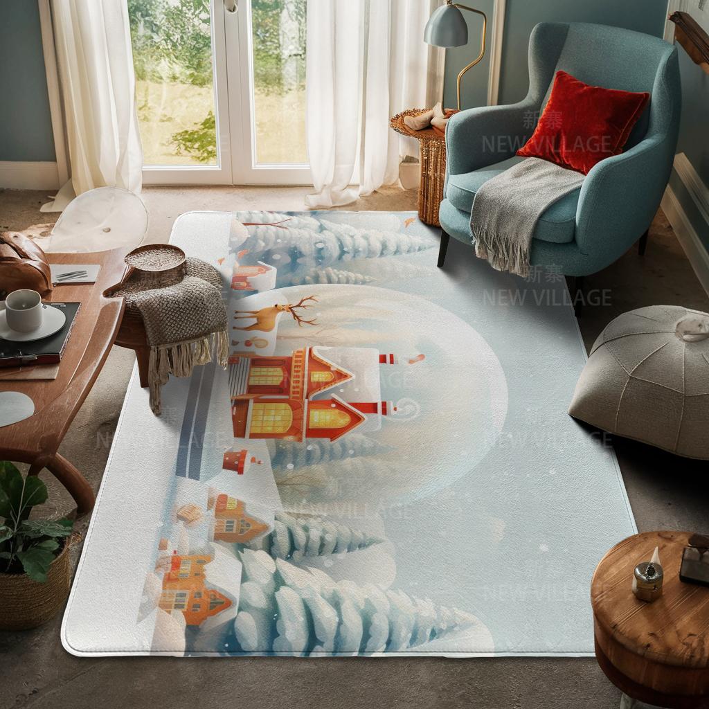 House Entrance Carpet Home Door Mat Living Room Bath Foot Bathroom Non-slip Water Absorption Rugs Bath Merry Christmas Winter