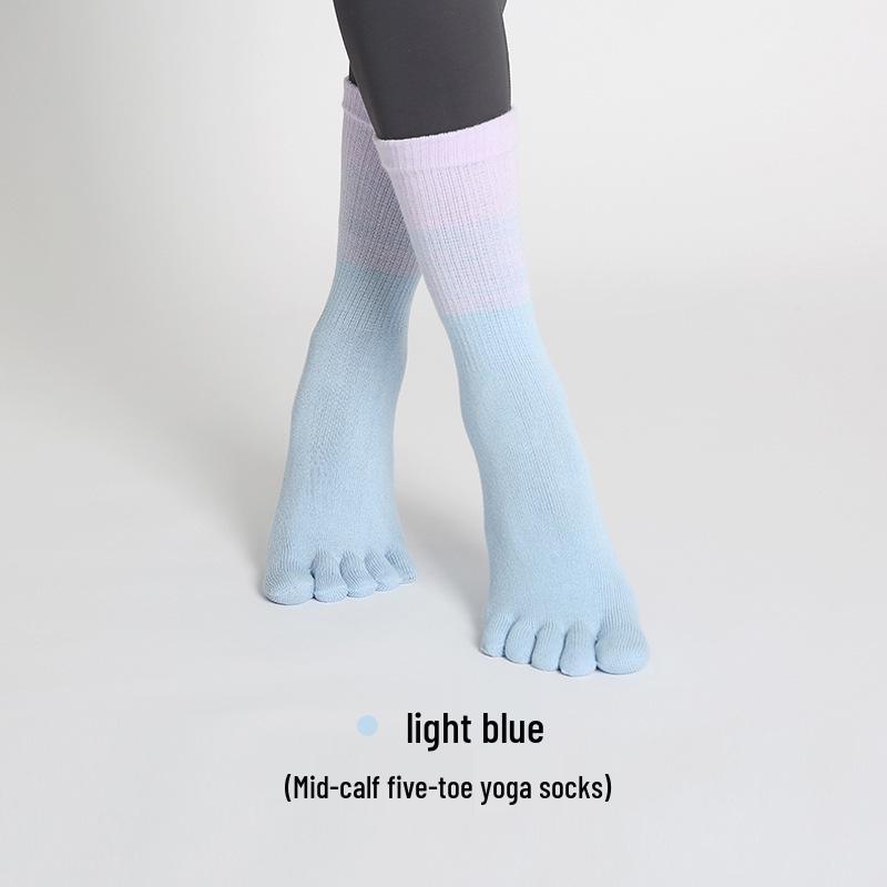 Women s Non-Slip Five-Finger Yoga Socks - Mid-Calf Pilates & Dance Fitness Socks One Size
