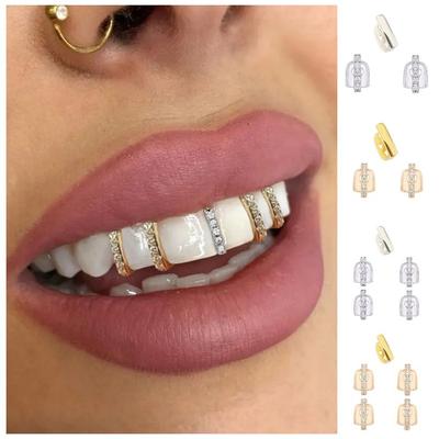 3/5Pcs Funny Hip Hop Teeth Grillz Punk Single Dental Braces Rhinestone Teeth Caps  Mouth
