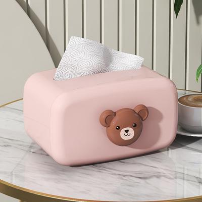 Cute Bear Liftable Tissue Box Wet Wipes Dispenser Holder Napkin Storage Box Bedroom Living Room Cartoon Desktop Paper Box