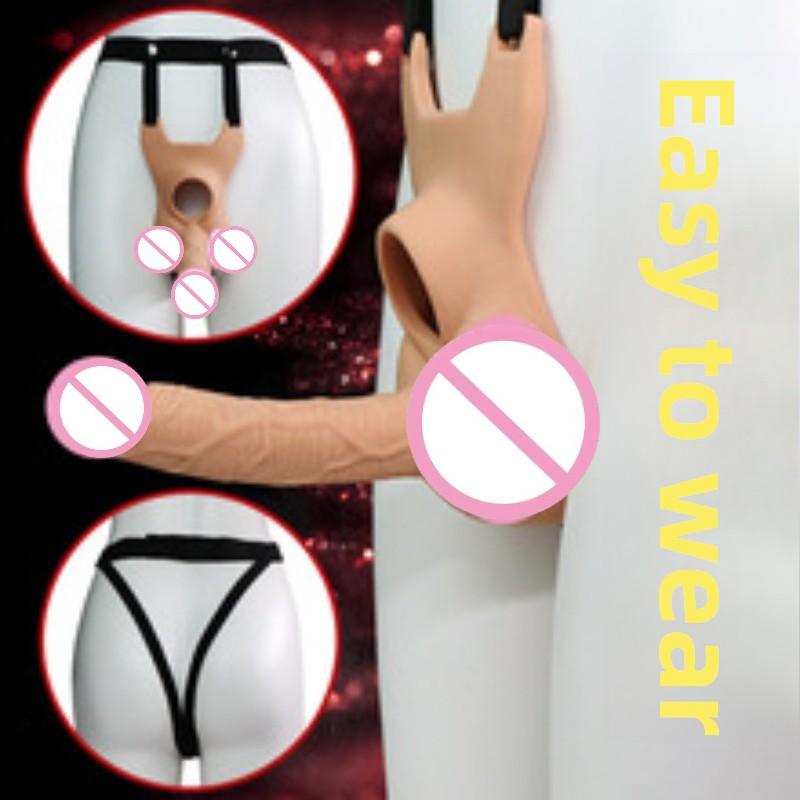 Nositelné duté dildo kalhotky pro páry – Nastavitelný bezpopruhový strap-on postroj s realistickým penisovým návlekem, Erotická hračka pro dospělé