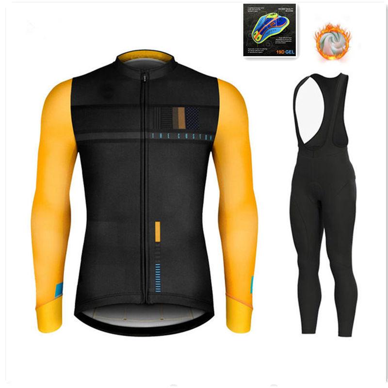 Warm 2024 Winter Thermal Fleece Cycling Men's Jersey Suit Outdoor Riding Bike MTB Clothing Bib Pants Set Spain Maillot Ciclismo