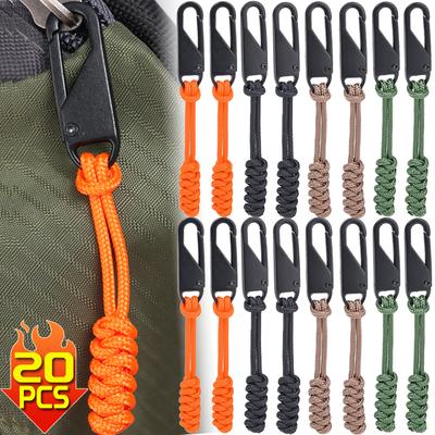 1/20PCS Portable Outdoor Bag Zipper Puller Metal Zipper Head Slider Colorful Detachable Weave Zipper Pull DIY Sewing Accessories