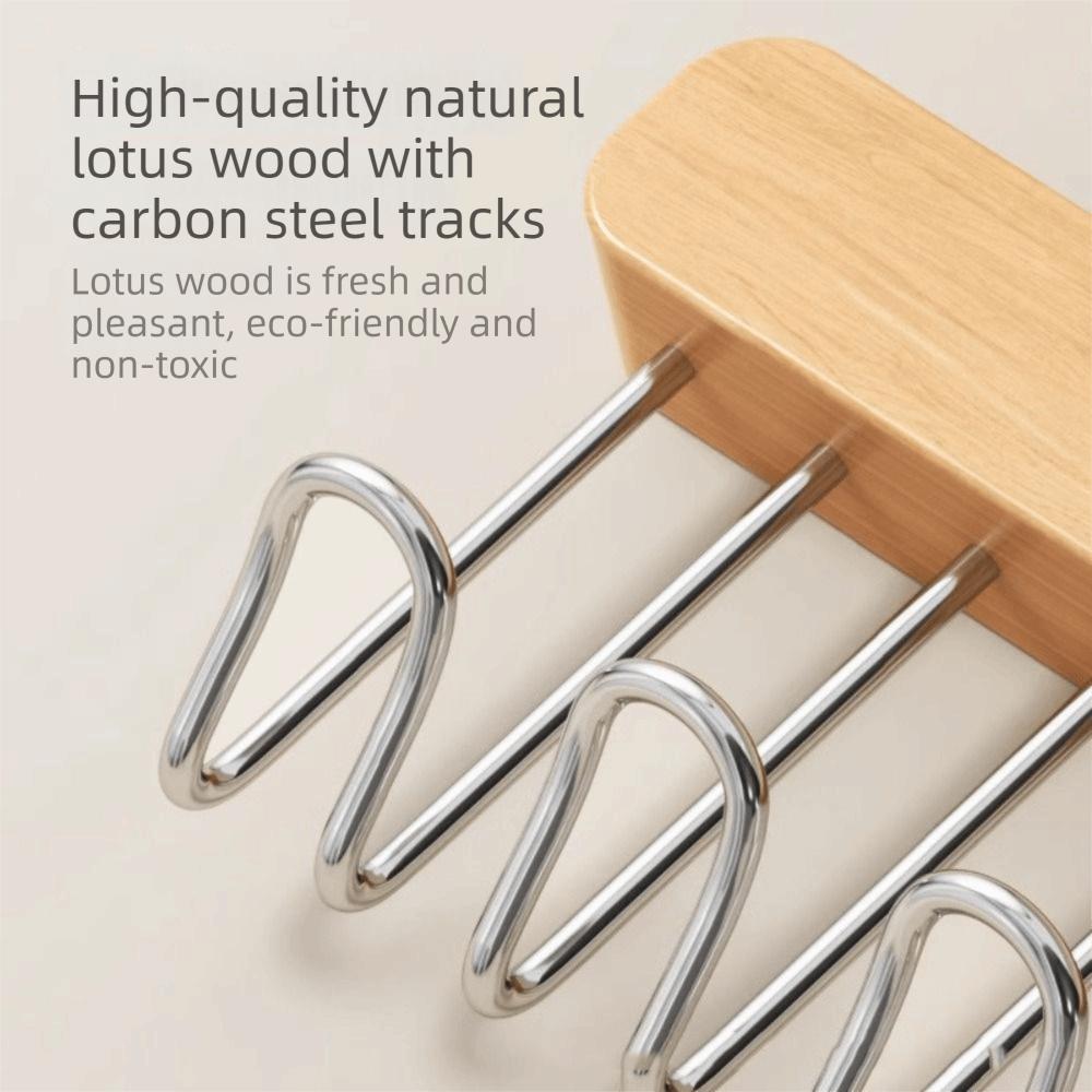 Multifunctional Clothes Hanger Bar Wood Material Closet Rod Wardrobe Sliding Rack Tie Storage