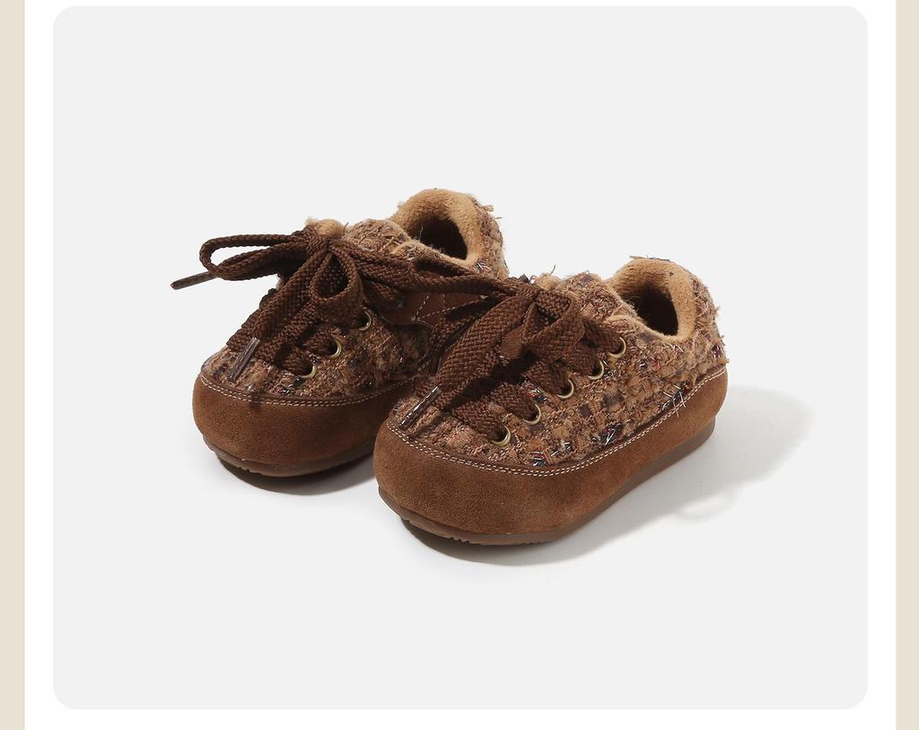 Girls' Winter Knit Toddler Shoes - Cozy Velvet Lined Casual Shoes