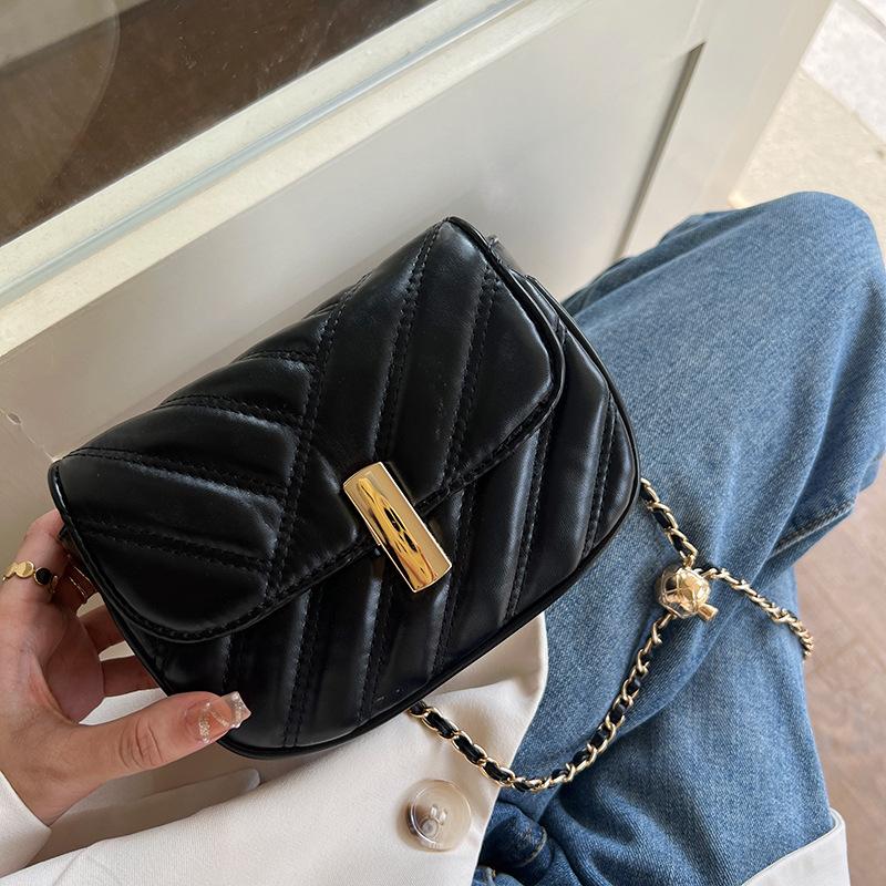 

Niche Design Новая женская сумка Универсальная ромбовидная маленькая парфюмерная сумка с замком на цепочке на одно плечо Кроссбоди Маленькая квадратная сумка