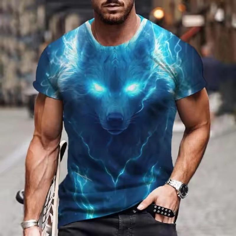 

Футболка с изображением волка, мужская, винтажный анималистичный принт, короткий рукав, повседневная мужская футболка 3D, свободная футболка, мужская одежда 6XL