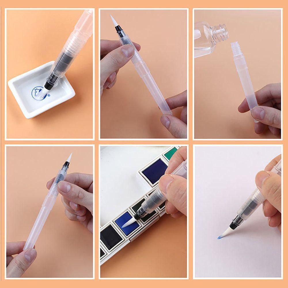 6Pcs Professional Nylon Tip Watercolor Brush Transparent Visibility Art Pen Watercolor Paint Pen Fill Painting Colored Pencil