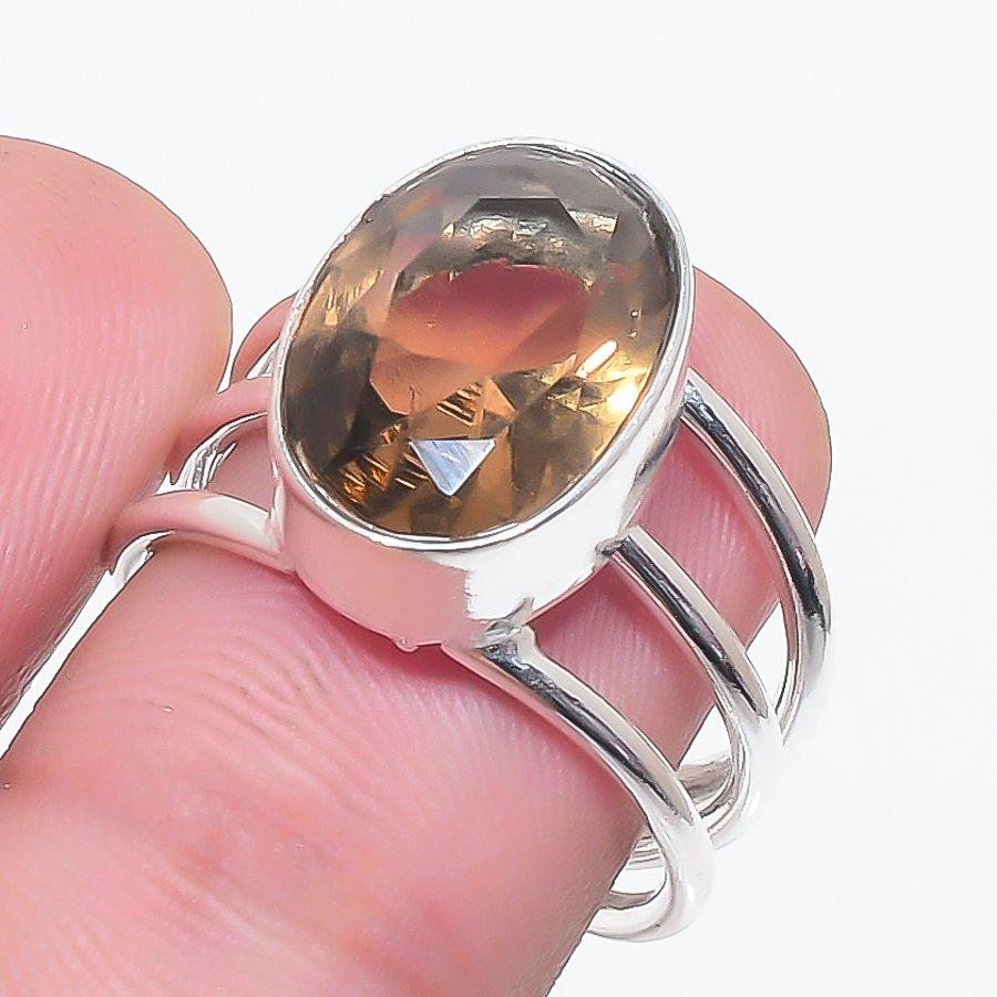 Smoky Topaz Gemstone 925 Sterling Silver Jewelry Ring Size 7
