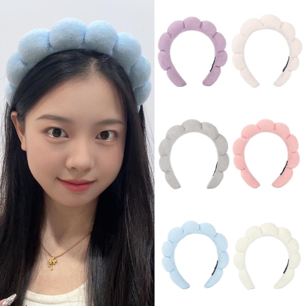 Women's Cute Blue Cloud Headband - Wide, High Skull Top for Face Washing