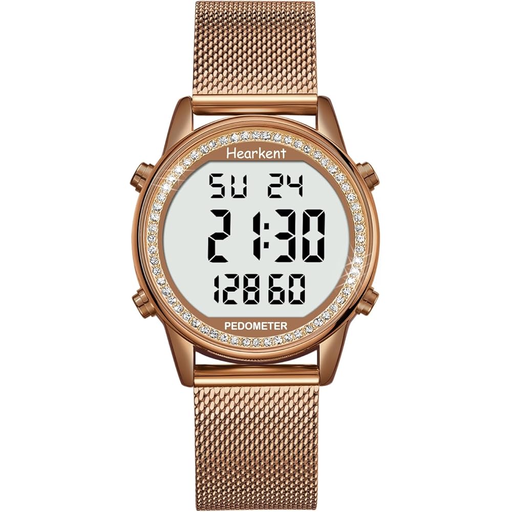 

Hearkent Women s Pedometer Watch Waterproof with Backlight, Stopwatch, Large Digital Display