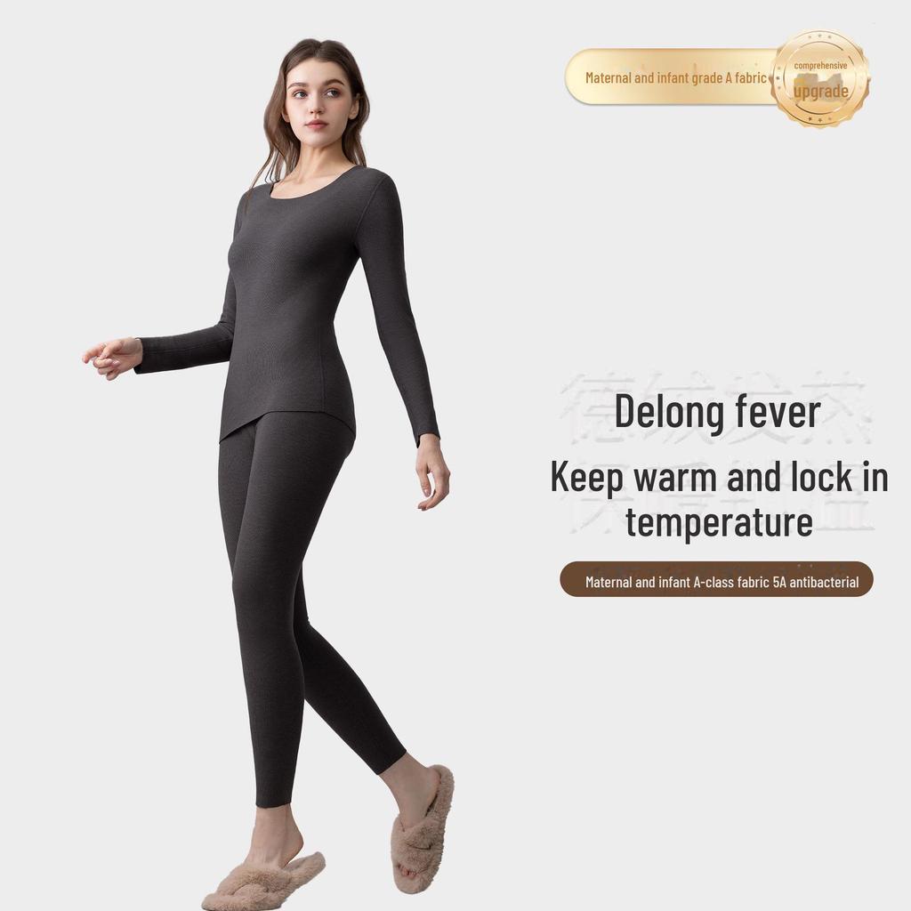 German Velvet Women's Thermal Underwear: Plus Velvet, Thickened, Antibacterial, Skin-Beautifying Suit for Autumn
