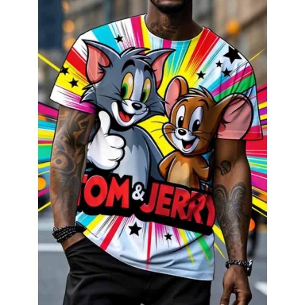 Maglietta da uomo per film (XL-6XL) - Iconica T-shirt Grafica di Tom e Jerry