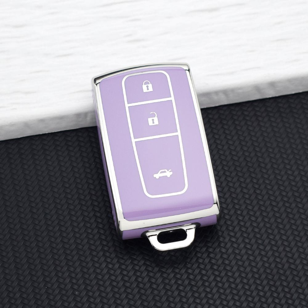 Silvery TPU Car Key Fob Case Cover for Toyota Prius 2004-2008 Corolla Verso Camry 3 Buttons Key Shell Protector Holder Keychain
