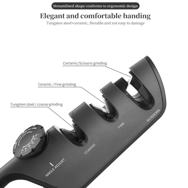 

4 Stages Angle Adjustable Knife Sharpener Professional Kitchen Tool for Scissors and Whetstone Sharpening. Red
