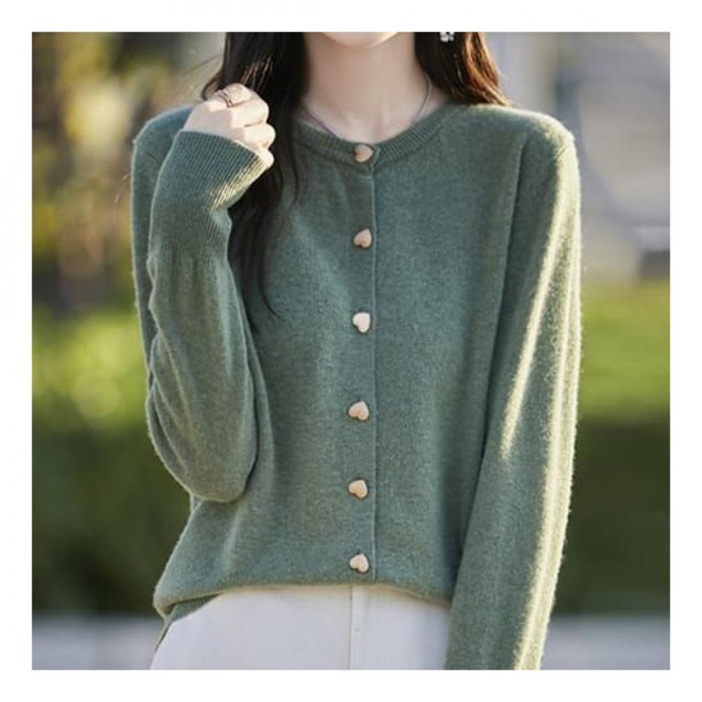 Navava Women S Simple Heart Button Long Sleeve Knit Cardigan Nk2314
