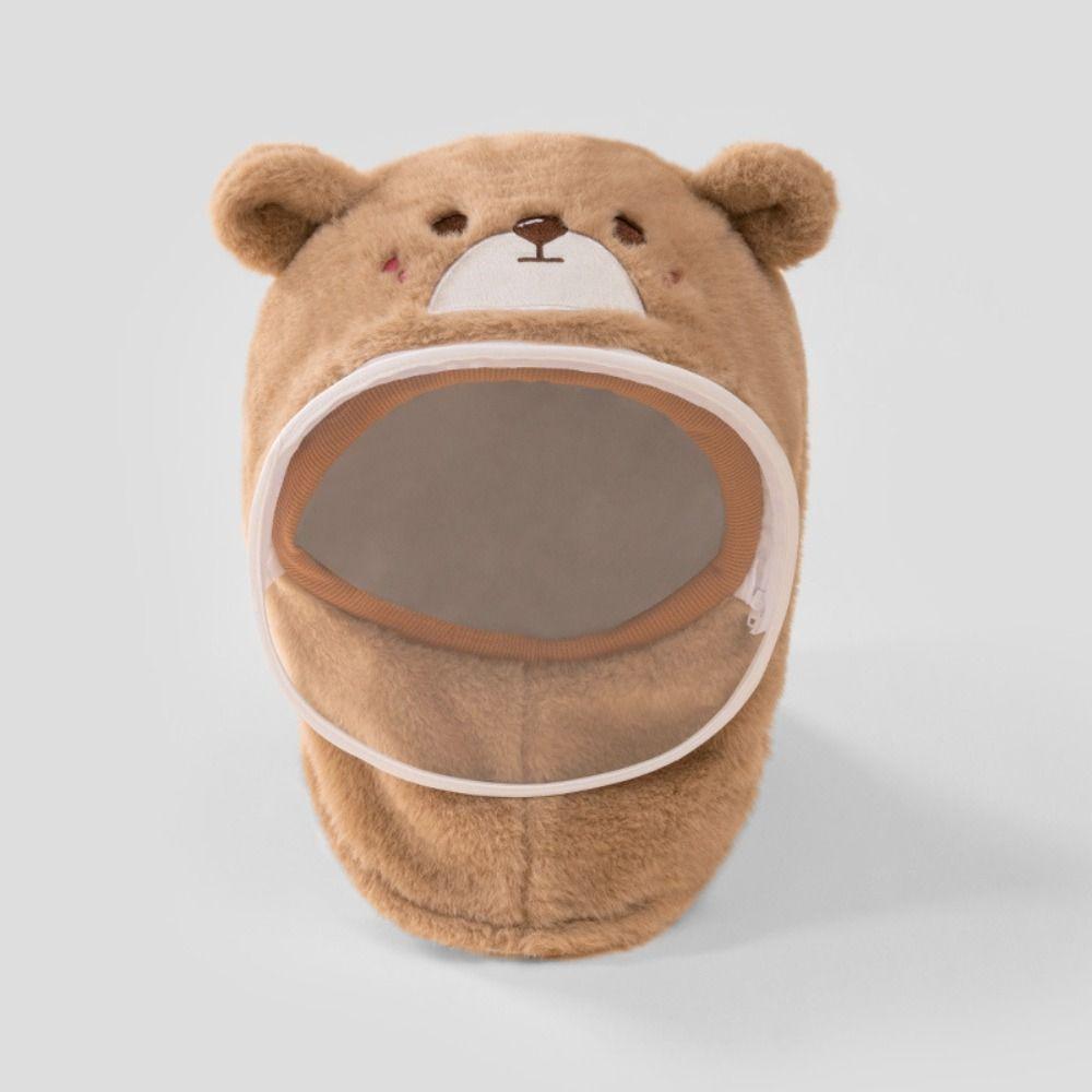 Plush Windproof Hat Thicken Kids One-Piece Hat Cute Cartoon Integrated Scarf Hat