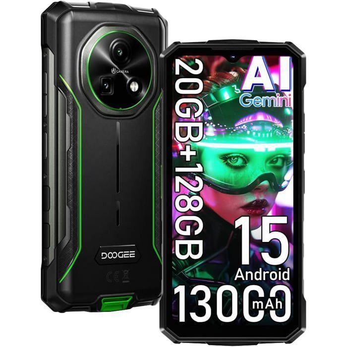 Telephone Portable Incassable DOOGEE Fire 5 Pro 20Go+128Go 6,6" 13000mAh Smartphone Robustee Android 15 Dural SIM 4G/NFC Vert